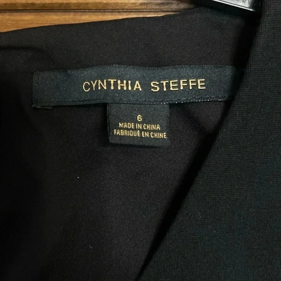 Cynthia Steffe midi black A-line textured bottom dress color black size 6 - Picture 3 of 7